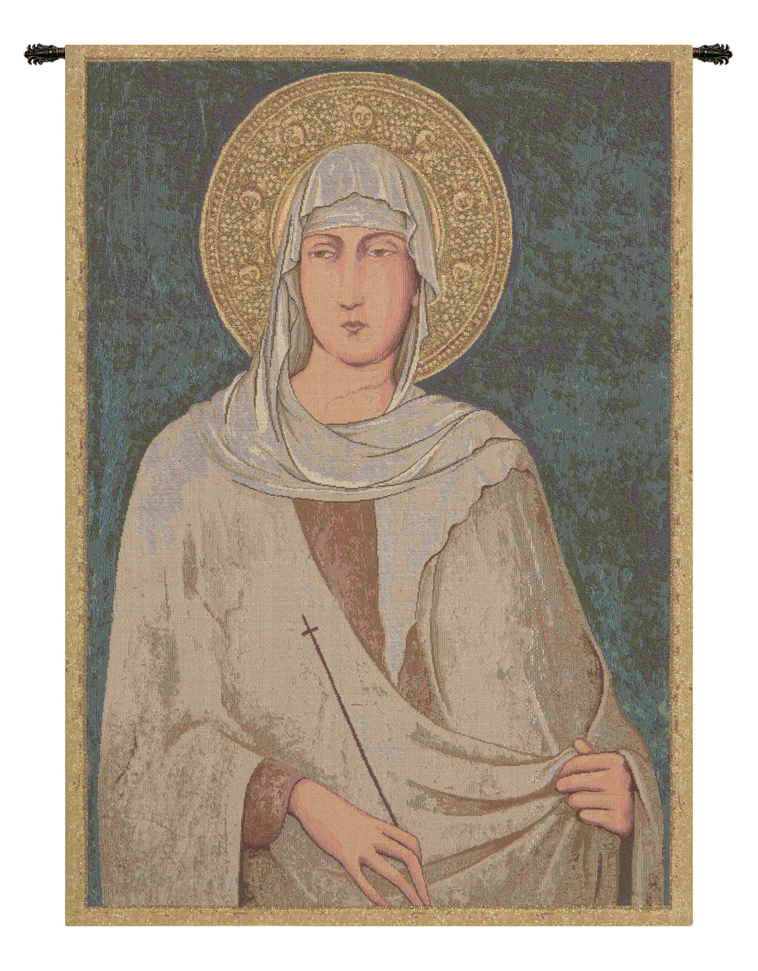 Simone Martini Santa Chiara St. Clare Italian Tapestry Wall Hanging 19x13 Inch Cotton Jacquard Woven Wall Tapestry
