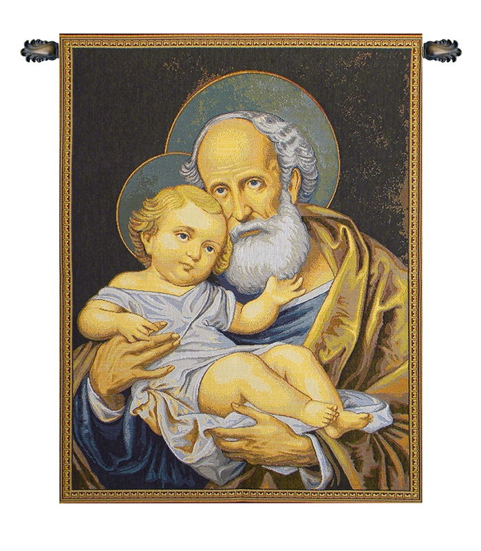 Raphael San Giuseppe St. Joseph Italian Tapestry Wall Hanging 26x20 Inch Cotton Jacquard Woven Wall Tapestry