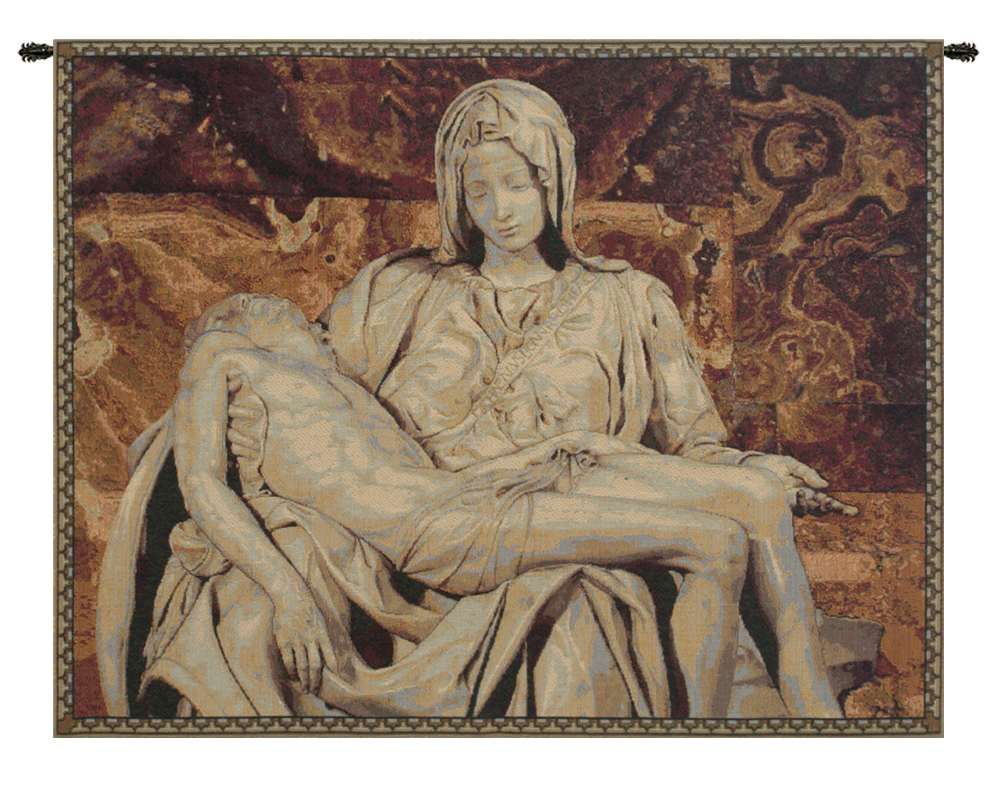 Michelangelo The Deposition Vintage Tapestry Wall Hanging 20 x 25 in Renaissance Christian Jacquard Woven Wall Art