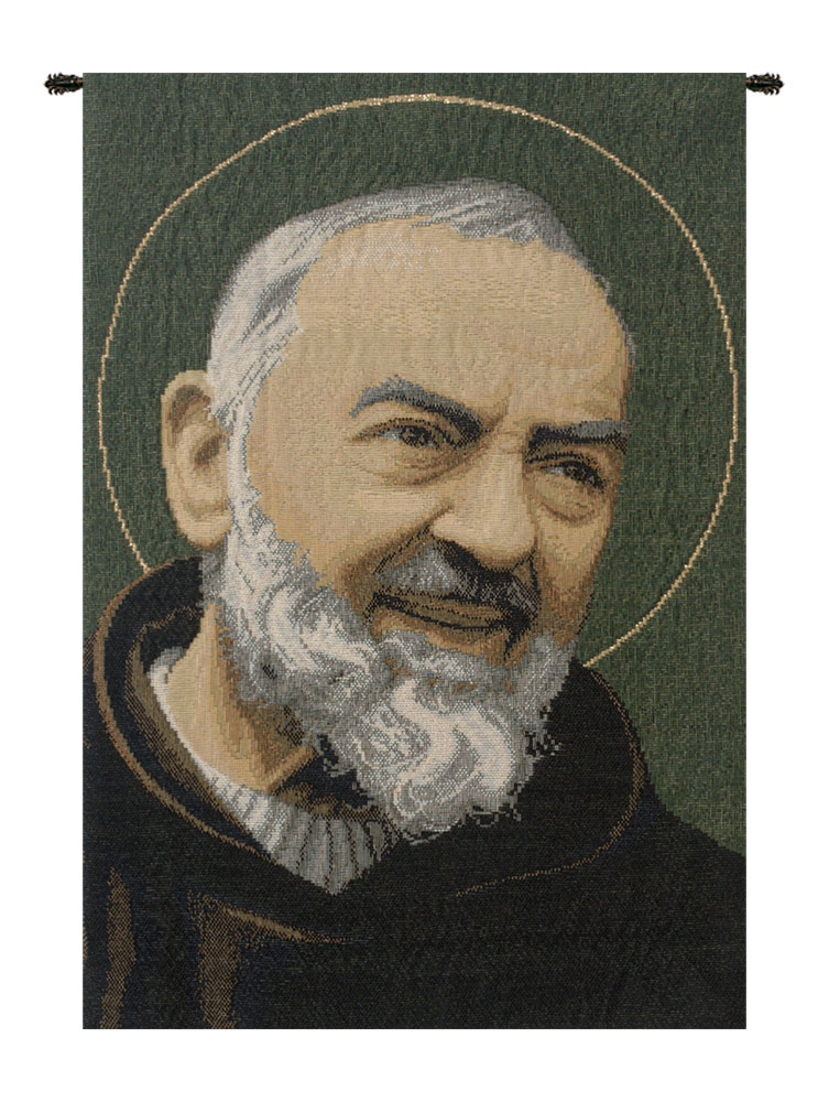 St. Pio Italian Tapestry Wall Hanging 18x13 Inch Cotton Jacquard Woven Wall Tapestry