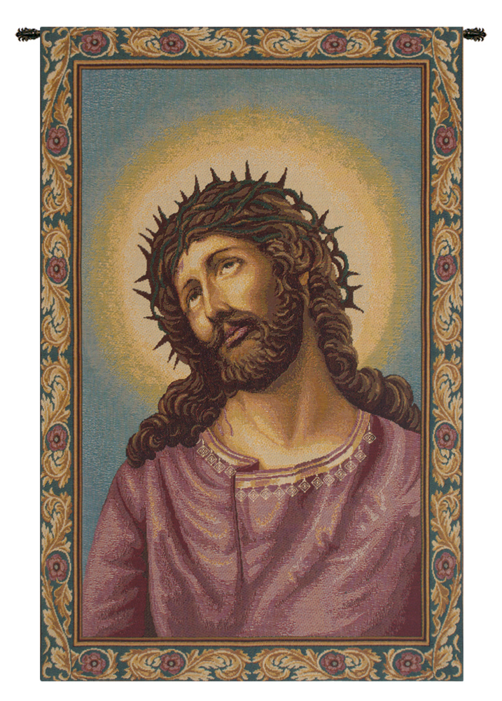Guido Reni Christ's Thorns Coronation Italian Tapestry Wall Hanging 26x17 Inch Cotton Jacquard Woven Wall Tapestry