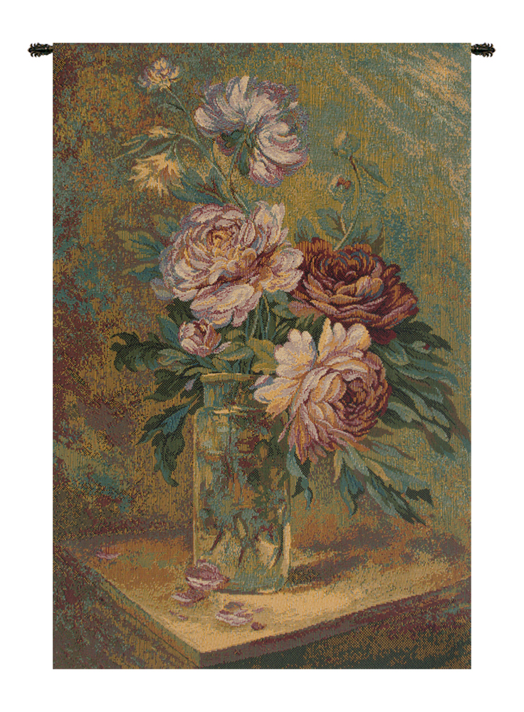 Alberto Passini Vaso di Fiori Italian Tapestry Wall Hanging 19x12 Inch Cotton Jacquard Woven Wall Tapestry