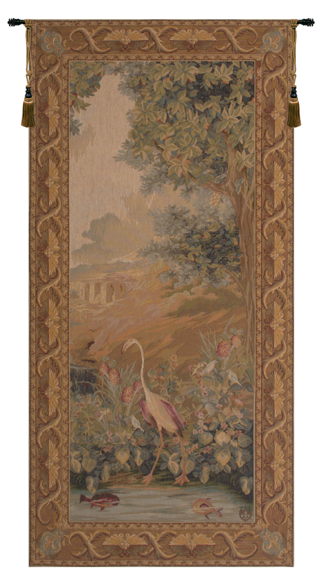 Le Point Deau Flamant Rose French Tapestry Wall Hanging 58x27 Inch Cotton Jacquard Woven Wall Tapestry