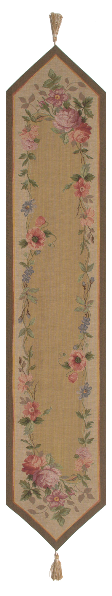 French Floral Roses Jacquard Woven Table Runner 72x14 Inch Traditional French Floral Decor