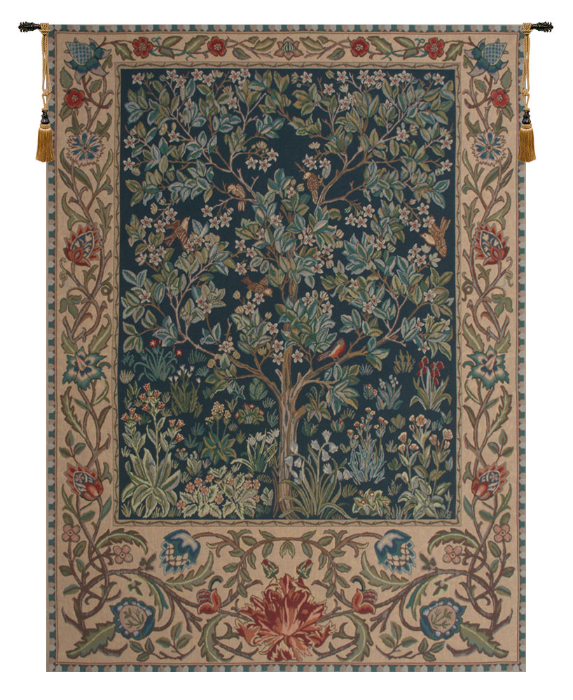 William Morris Tree of Life Tapestry Wall Hanging 24 x 18 in Jacquard Woven Arts Crafts Wall Decor