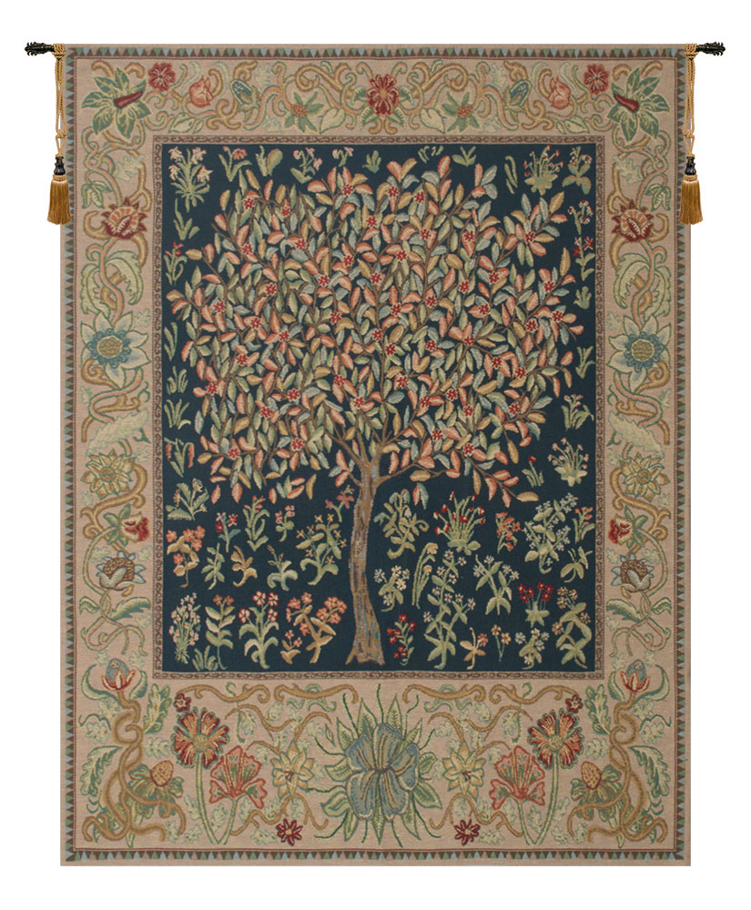 William Morris Pastel Tree of Life Tapestry Wall Hanging 24 x 18 in Jacquard Woven Arts Crafts Decor