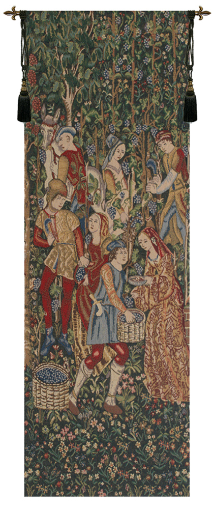 Medieval Vendage Portiere Right Side Tapestry Wall Hanging 47 x 17 in Jacquard Woven European Wall Decor