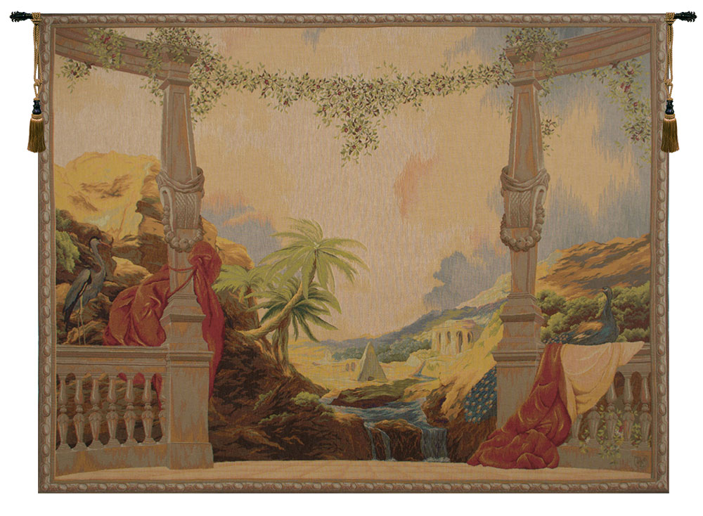 Panoramique French Tapestry Wall Hanging 80x60 Inch Cotton Jacquard Woven Wall Tapestry