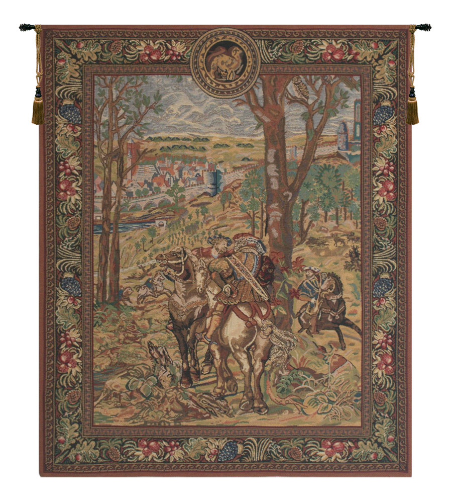 Vieux Brussels Vintage Tapestry Wall Hanging 29 x 21 in Belgian Cityscape Jacquard Woven European Wall Decor