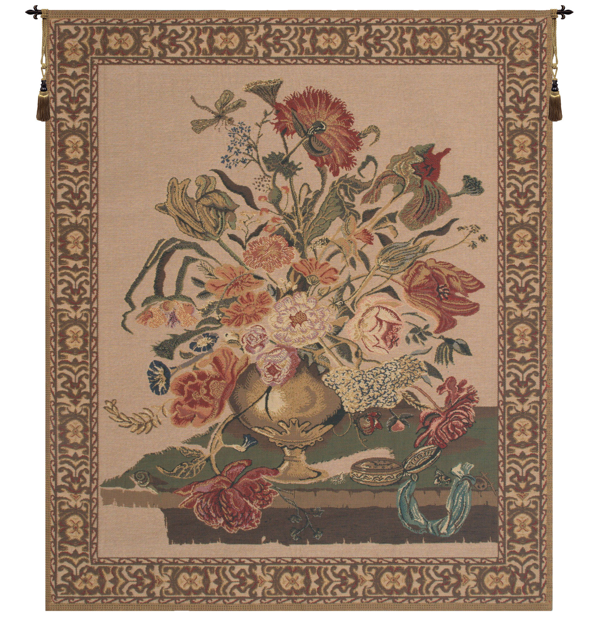 Abraham Mignon Mignon Bouquet Decorative Tapestry Wall Hanging 40 x 33 in Floral Still Life Woven Decor