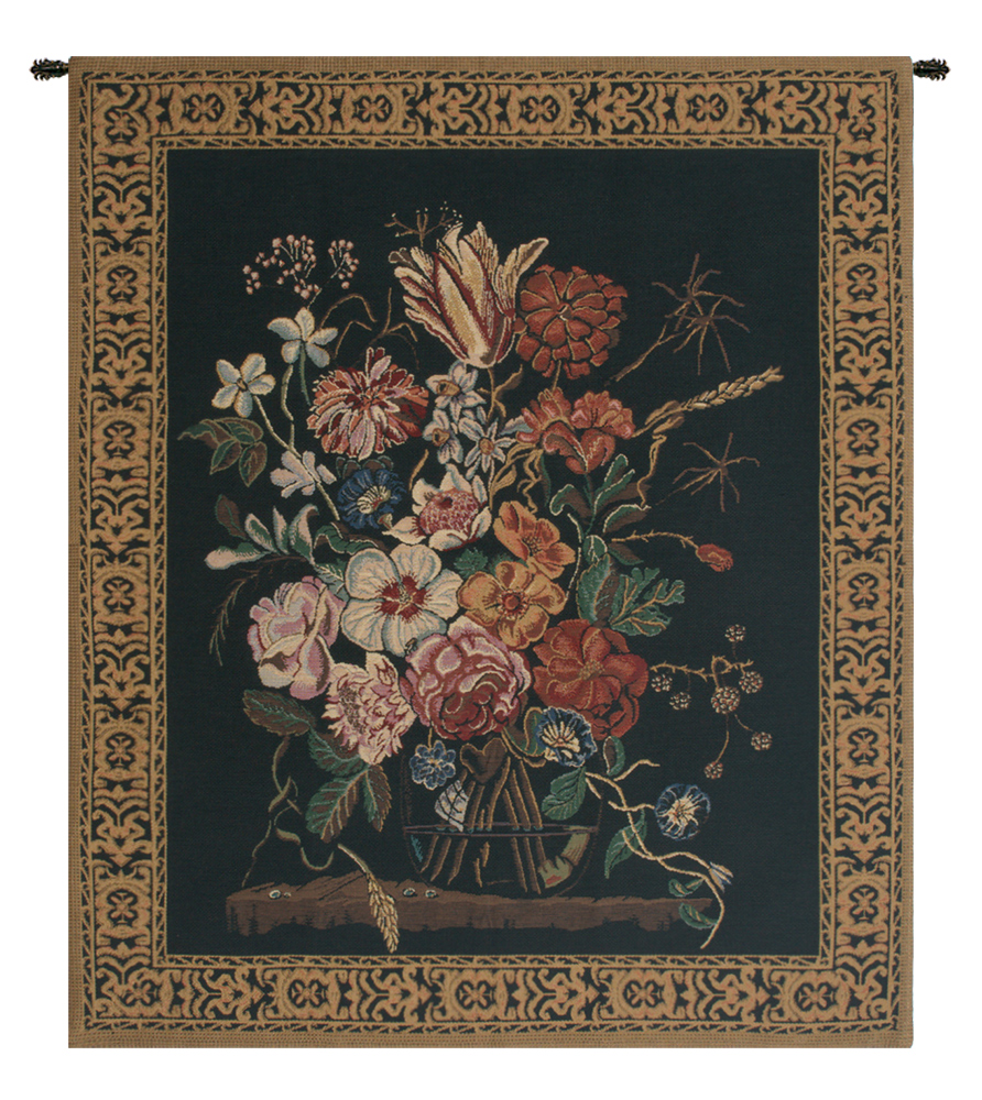 Nicolaes Van Verendael Bouquet Decorative Tapestry Wall Hanging 33 x 26 in Floral Still Life Woven Decor