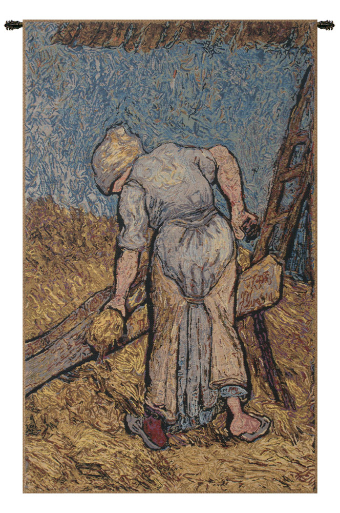 Vincent Van Gogh Flax Harvest Tapestry Wall Hanging 36 x 21 in Impressionist Countryside Jacquard Woven Fine Art Decor
