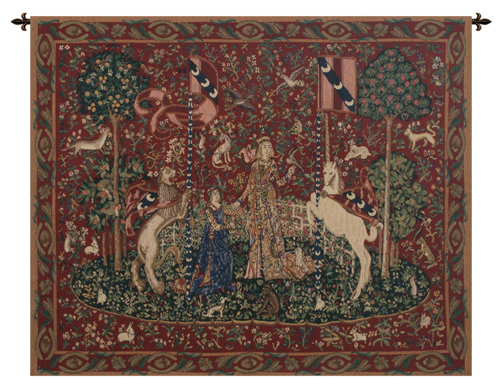 Medieval Taste With Border Tapestry Wall Hanging 33 x 43 in Lady Unicorn French Jacquard Woven Wall Decor