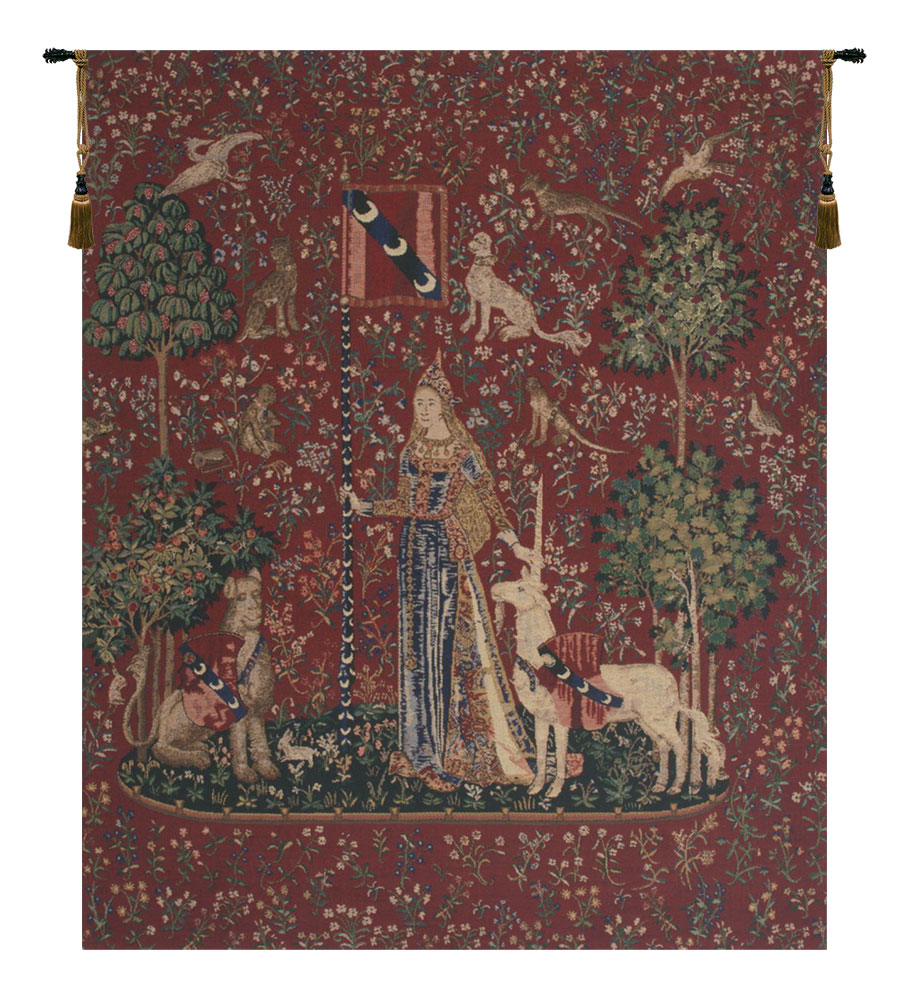 Medieval Touch Lady and Unicorn Tapestry Wall Hanging 42 x 33 in French Jacquard Woven Renaissance Wall Decor