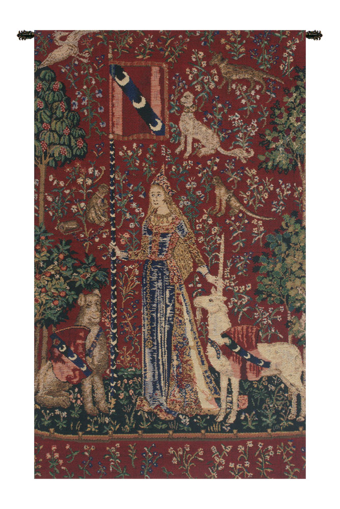 Medieval Touch Lady and Unicorn Tapestry Wall Hanging 27 x 16 in French Jacquard Woven Renaissance Wall Decor