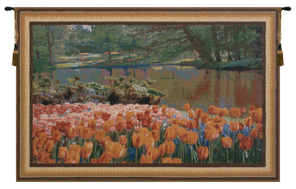 Keukenhof Belgian Tapestry Wall Hanging 26x40 Inch Cotton Jacquard Woven Wall Tapestry