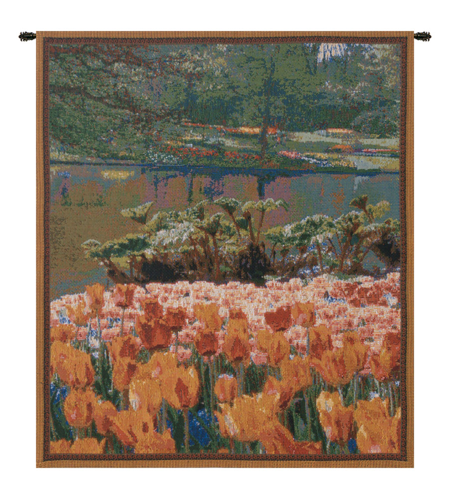 Keukenhof Mini Belgian Tapestry Wall Hanging 21x18 Inch Cotton Jacquard Woven Wall Tapestry