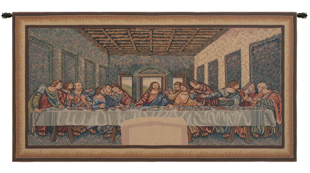 Leonardo da Vinci Last Supper II Tapestry Wall Hanging 24 x 47 in Renaissance Religious Jacquard Woven Wall Decor
