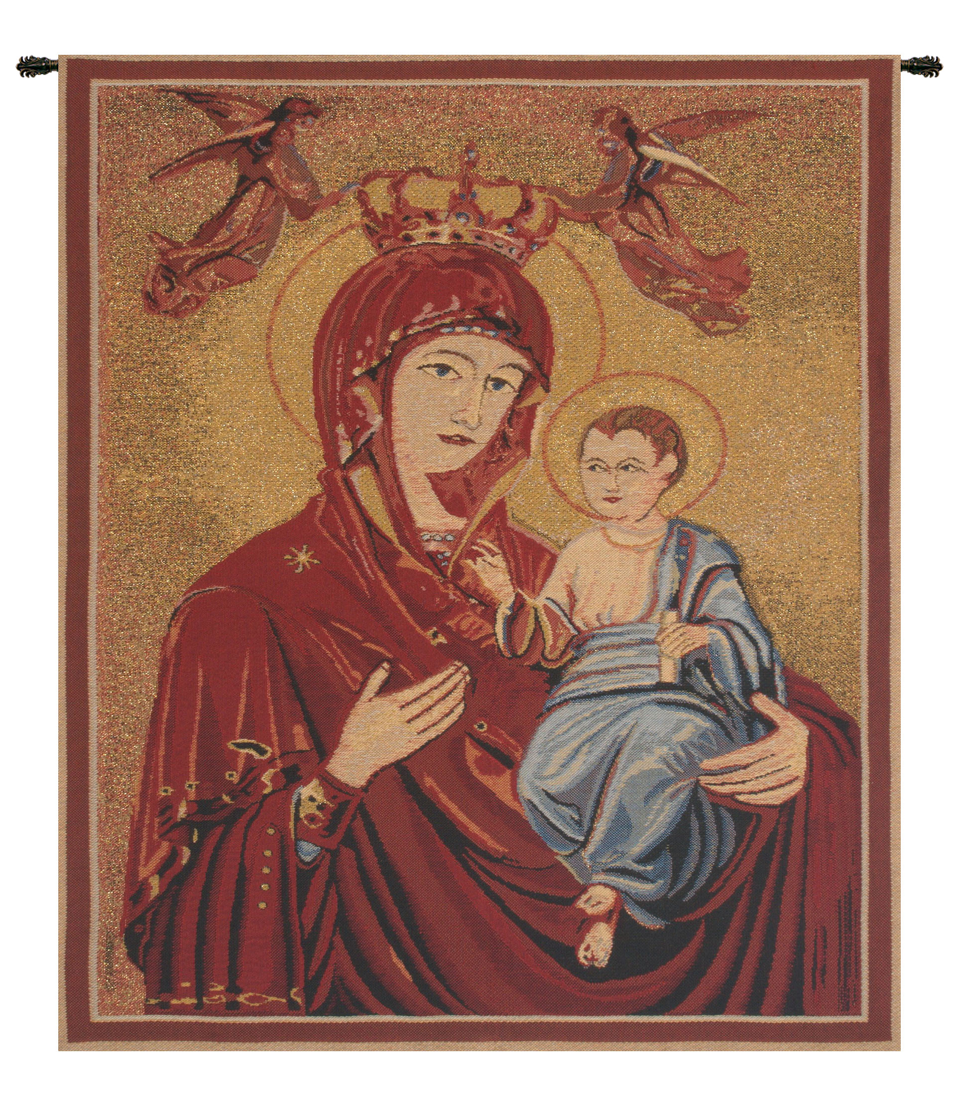 Madonna and Child II Belgian Tapestry Wall Hanging 28 x 21 in Religious Jacquard Woven Renaissance Wall Art Decor