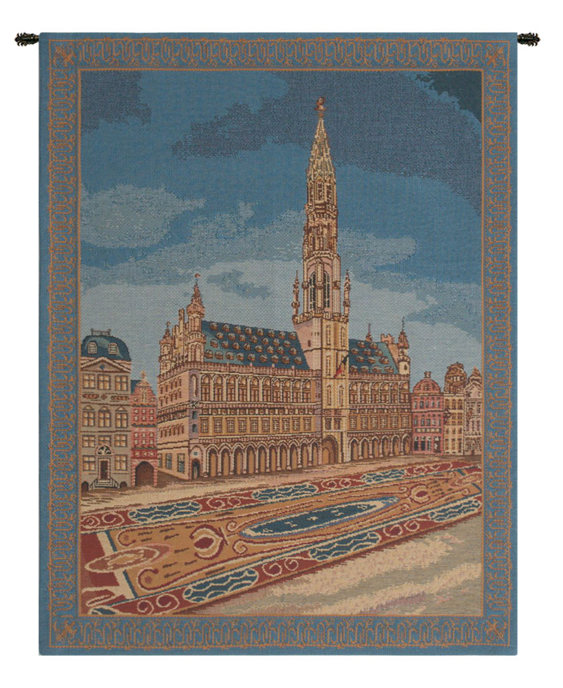 Brussels Place Belgian Tapestry Wall Hanging 27x21 Inch Cotton Jacquard Woven Wall Tapestry