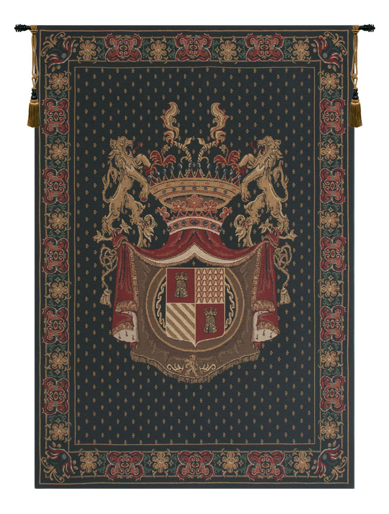 Medieval Royal Crest II Tapestry Wall Hanging 49 x 33 in Heraldic Renaissance Jacquard Woven European Wall Decor
