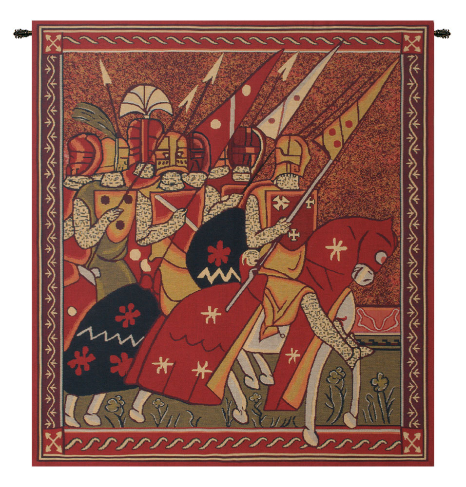 Godfrey of Bouillon Tapestry Wall Hanging 26 x 21 in Medieval Knight Crusader Jacquard Woven European Wall Decor