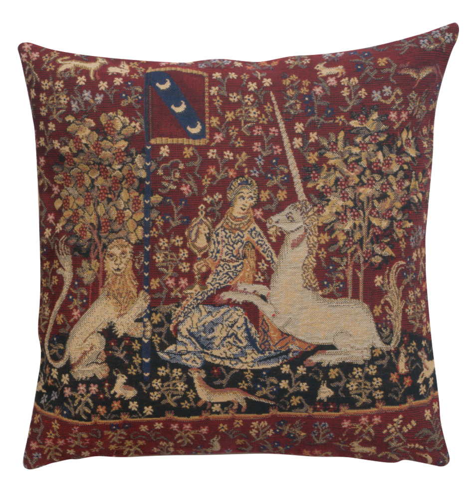 Medieval Sight II Tapestry Pillow Cover 16x16 Inch Cotton Jacquard Woven Cushion Cover
