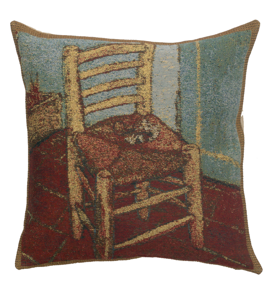 Vincent Van Gogh The Chair Tapestry Pillow Cover 16x16 Inch Cotton Jacquard Woven Cushion Cover