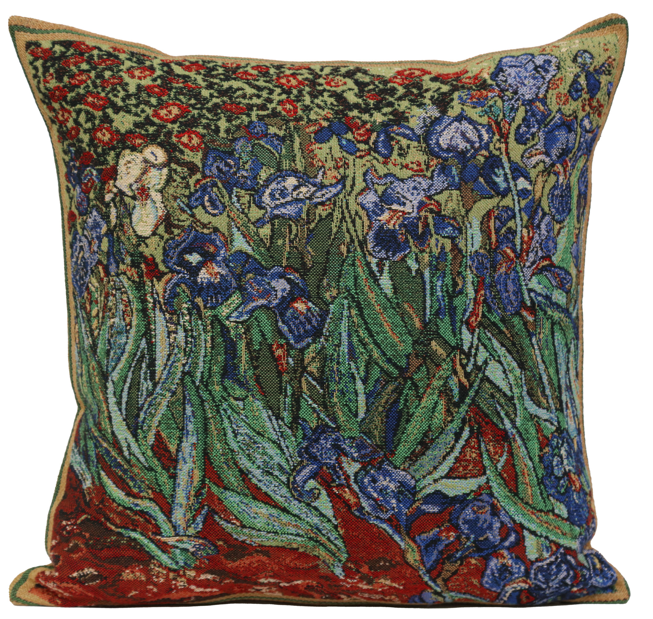 Vincent Van Gogh The Iris I Tapestry Pillow Cover 16x16 Inch Cotton Jacquard Woven Cushion Cover