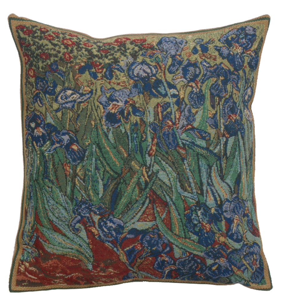 Vincent Van Gogh The Iris II Tapestry Pillow Cover 16x16 Inch Cotton Jacquard Woven Cushion Cover