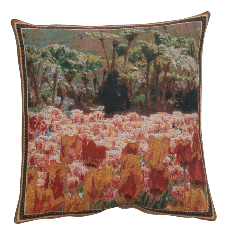 Floral Keukenhof Gardens Tapestry Pillow Cover 16x16 Inch Cotton Jacquard Woven Cushion Cover