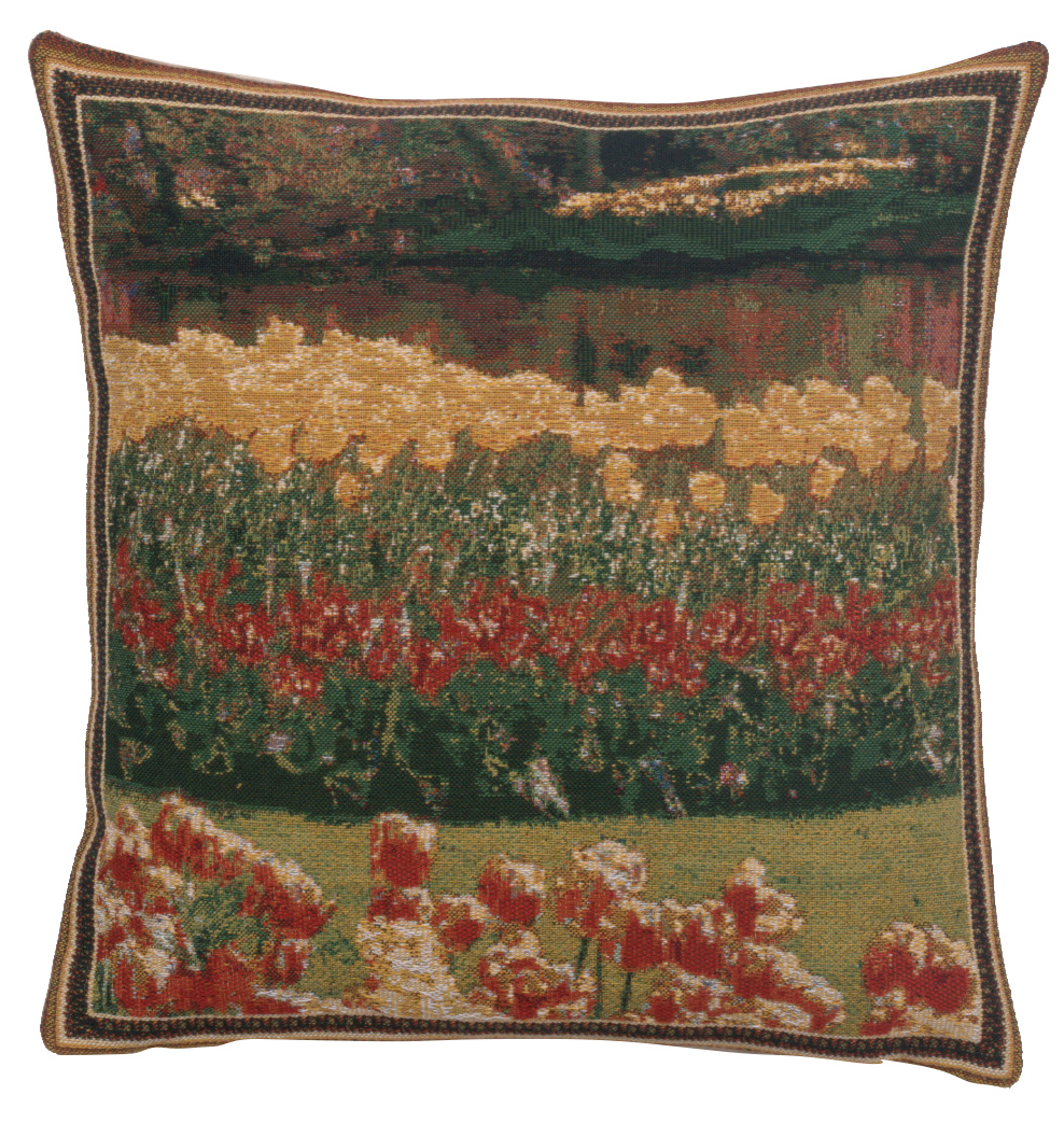 Floral Keukenhof Gardens Tapestry Pillow Cover 16x16 Inch Cotton Jacquard Woven Cushion Cover