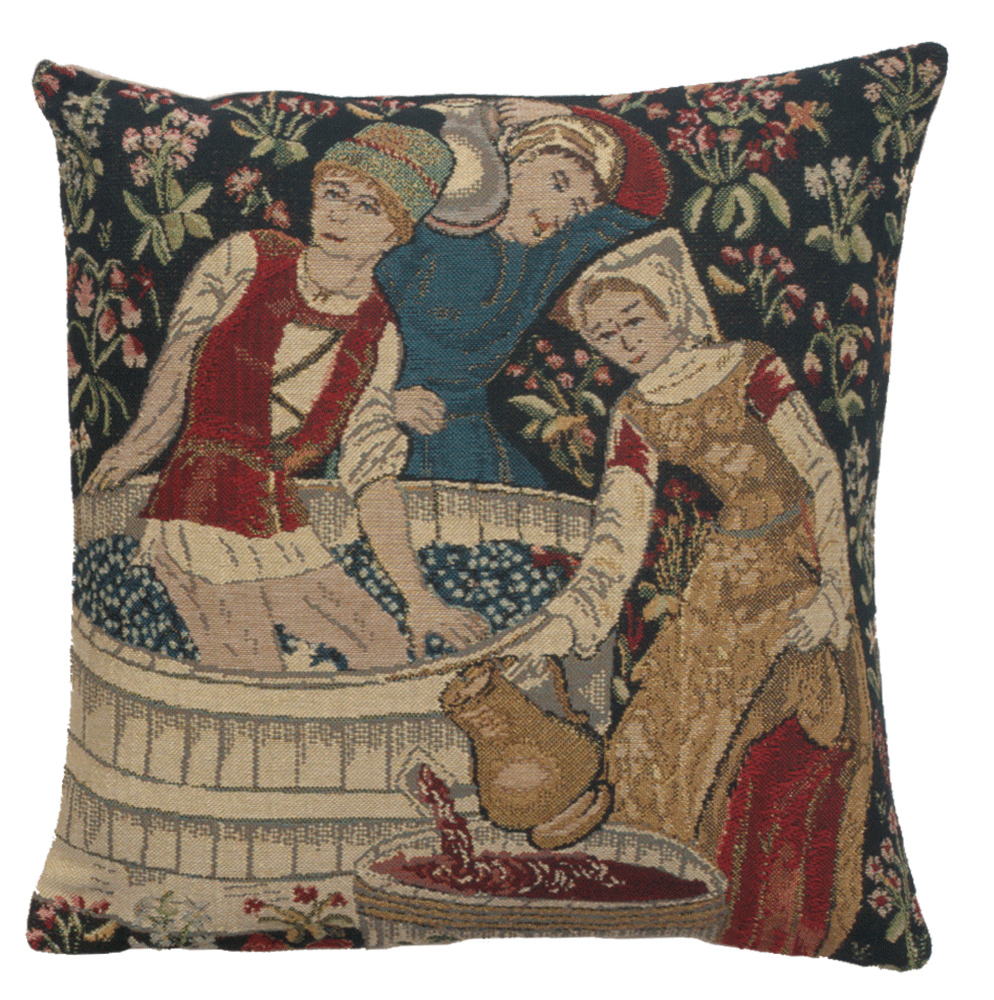 Vendages Belgian Tapestry Pillow Cover 16x16 Inch Cotton Jacquard Woven Cushion Cover