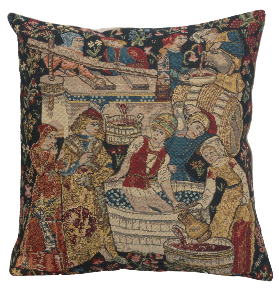 Vendages Belgian Tapestry Pillow Cover 16x16 Inch Cotton Jacquard Woven Cushion Cover