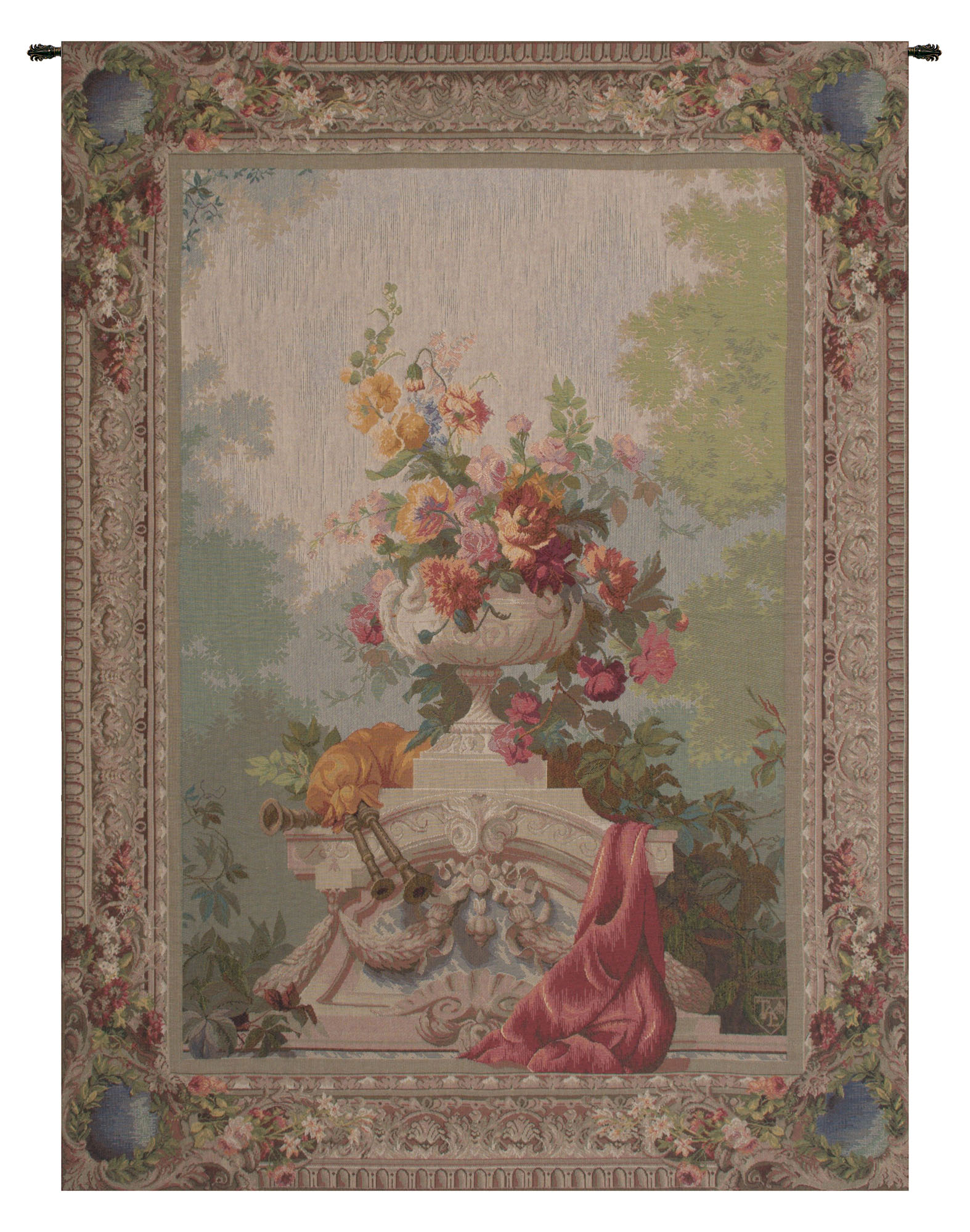 Bouquet Cornemuse French Tapestry Wall Hanging 58x44 Inch Cotton Jacquard Woven Wall Tapestry