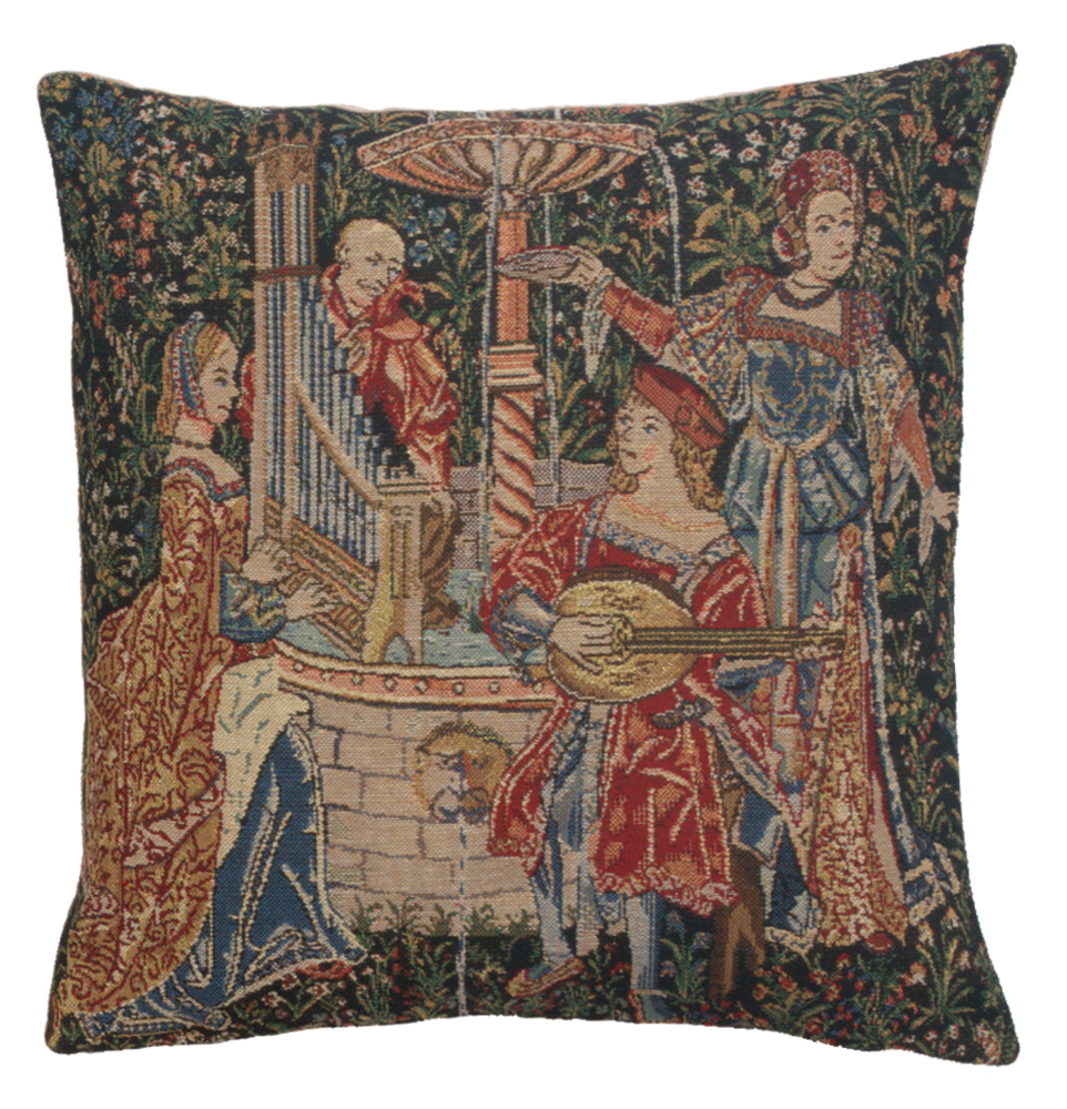 Medieval The Concert Tapestry Pillow Cover 16x16 Inch Cotton Jacquard Woven Cushion Cover