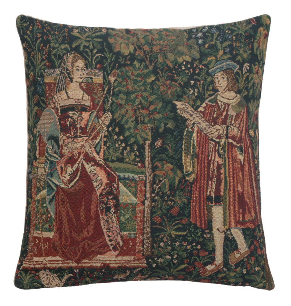 Medieval The Reading Tapestry Pillow Cover 16x16 Inch Cotton Jacquard Woven Cushion Cover
