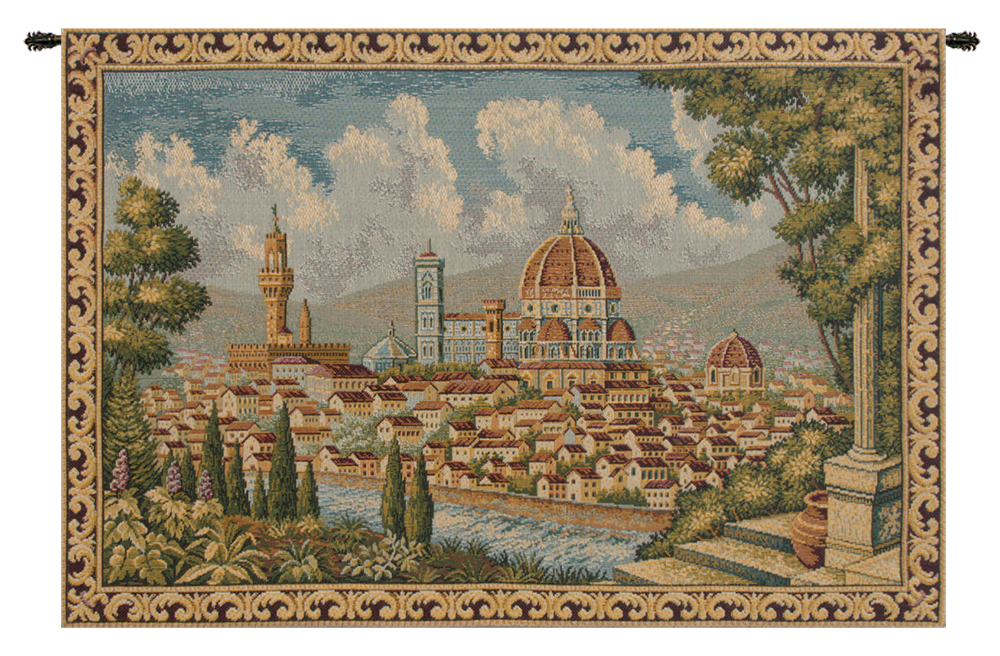 Firenze Veduta Italian Tapestry Wall Hanging 12x19 Inch Cotton Jacquard Woven Wall Tapestry
