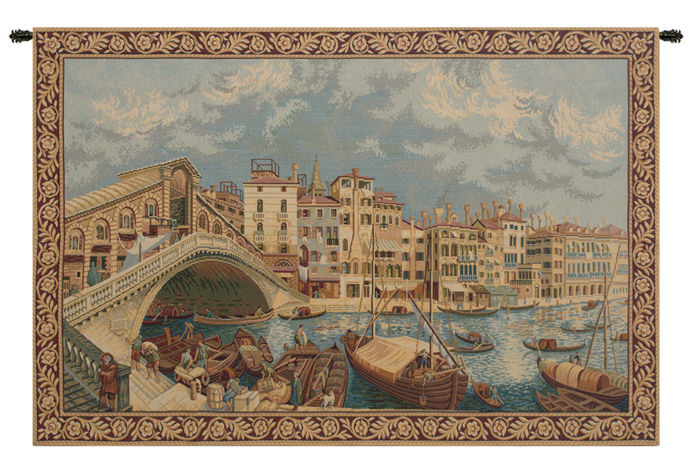 Ponte di Rialto Italian Tapestry Wall Hanging 13x19 Inch Cotton Jacquard Woven Wall Tapestry