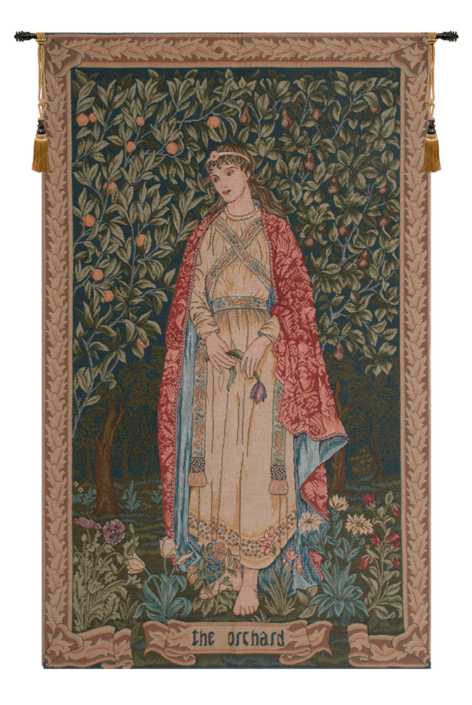 William Morris Orchard Tapestry Wall Hanging 48 x 30 in Arts and Crafts Jacquard Woven Floral Wall Decor