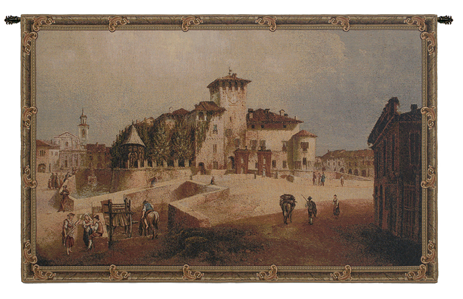 Giuseppe Alinovi Castle Parma Decorative Tapestry Wall Hanging 24 x 42 in Jacquard Woven Italian Castle Wall Art