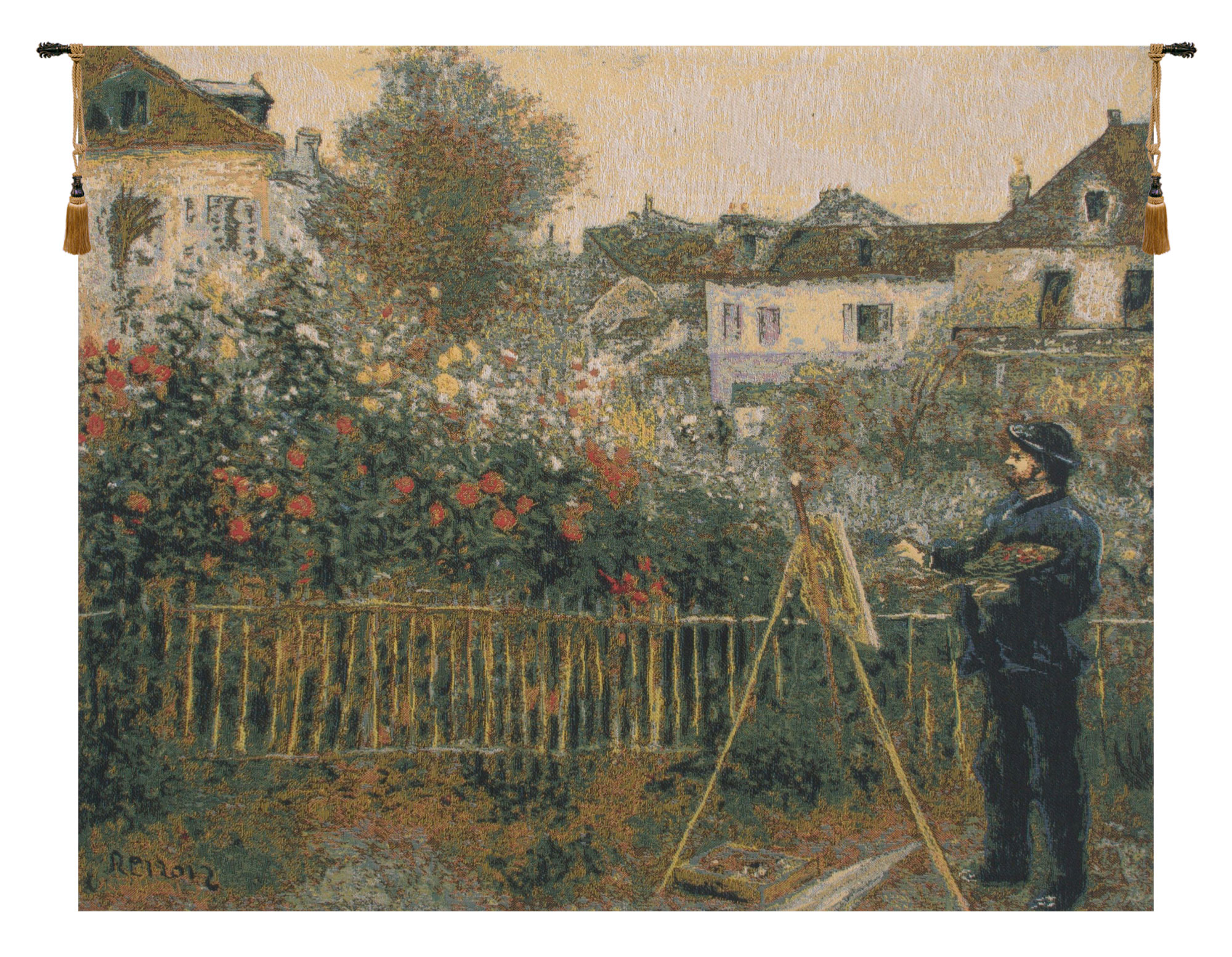 Auguste Renoir Monet Painting I Tapestry Wall Hanging 27 x 33 in Impressionist Fine Art Jacquard Woven Decor