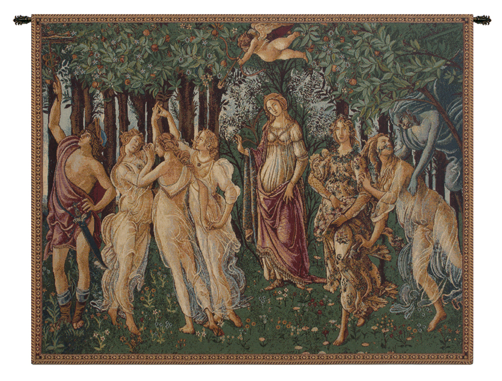 Sandro Botticelli La Primavera Tapestry Wall Hanging 12 x 19 in Renaissance Floral Jacquard Woven Italian Decor