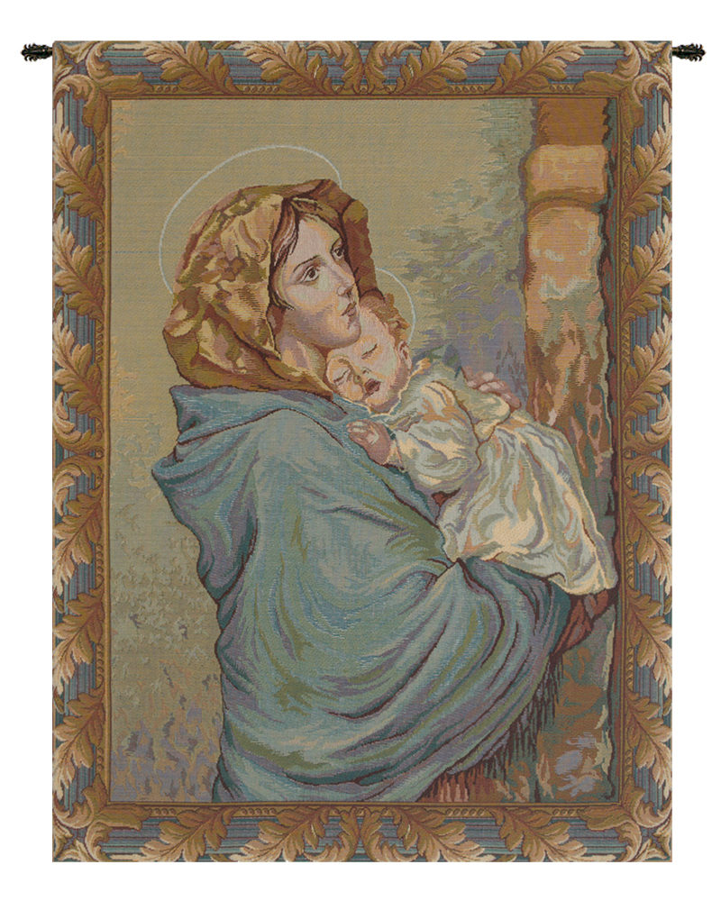 Roberto Ferruzzi Madonna Ferruzzi Italian Tapestry Wall Hanging 24x20 Inch Cotton Jacquard Woven Wall Tapestry