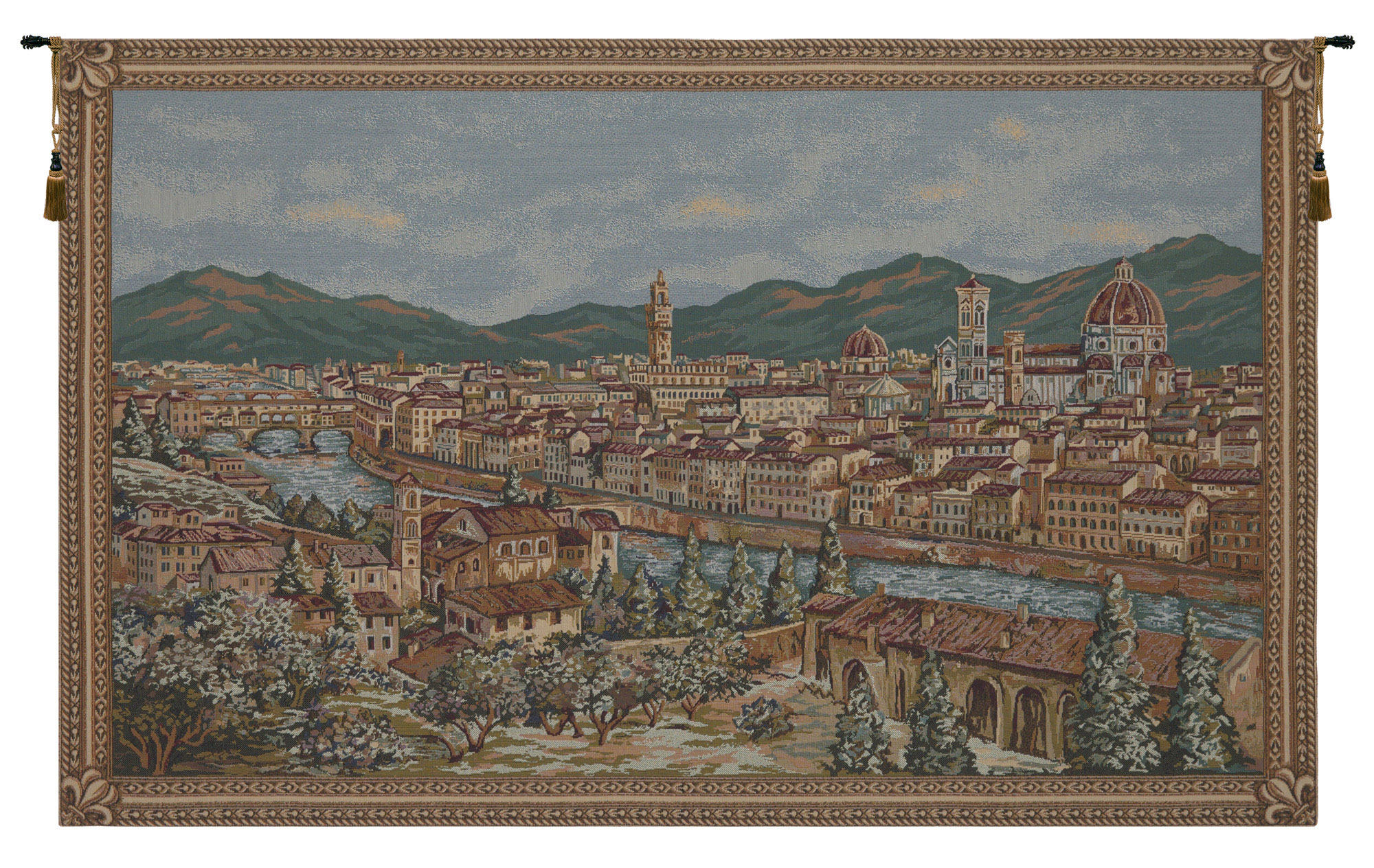 Alberto Passini Firenze Italian Tapestry Wall Hanging 26x43 Inch Cotton Jacquard Woven Wall Tapestry