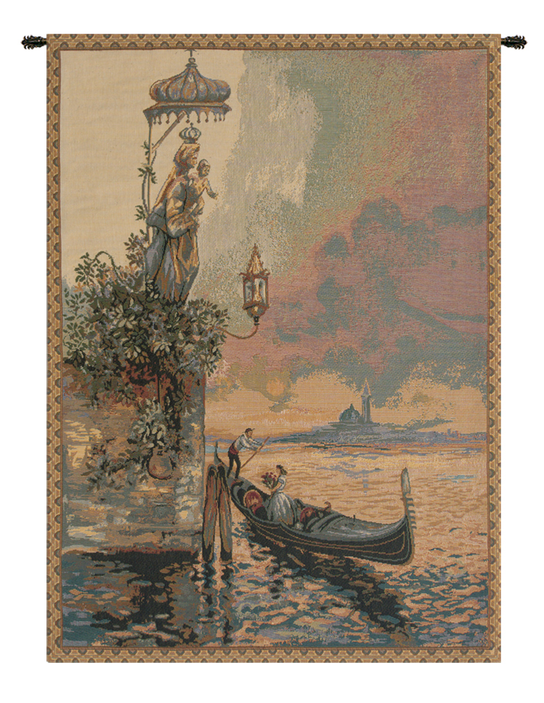 Alberto Passini Gondola Italian Tapestry Wall Hanging 26x19 Inch Cotton Jacquard Woven Wall Tapestry