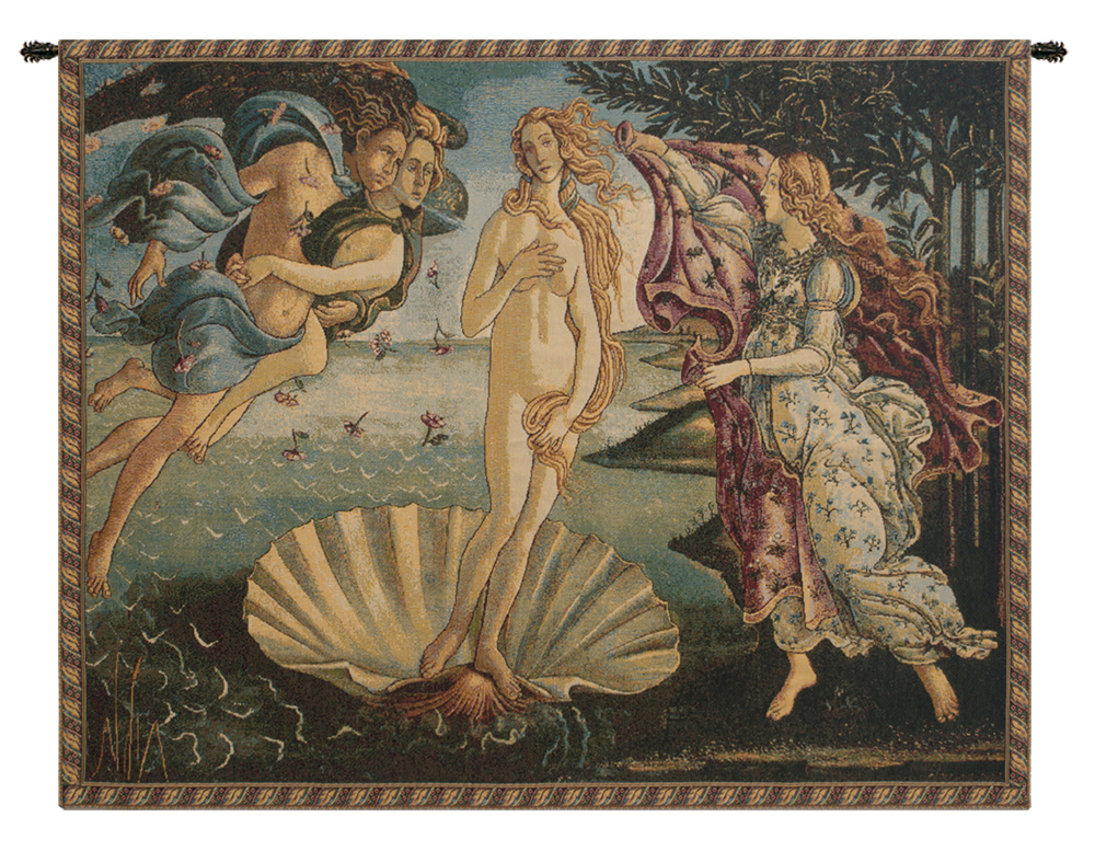 Sandro Botticelli Nascita di Venere Tapestry Wall Hanging 13 x 20 in Renaissance Venus Jacquard Woven Italian Decor