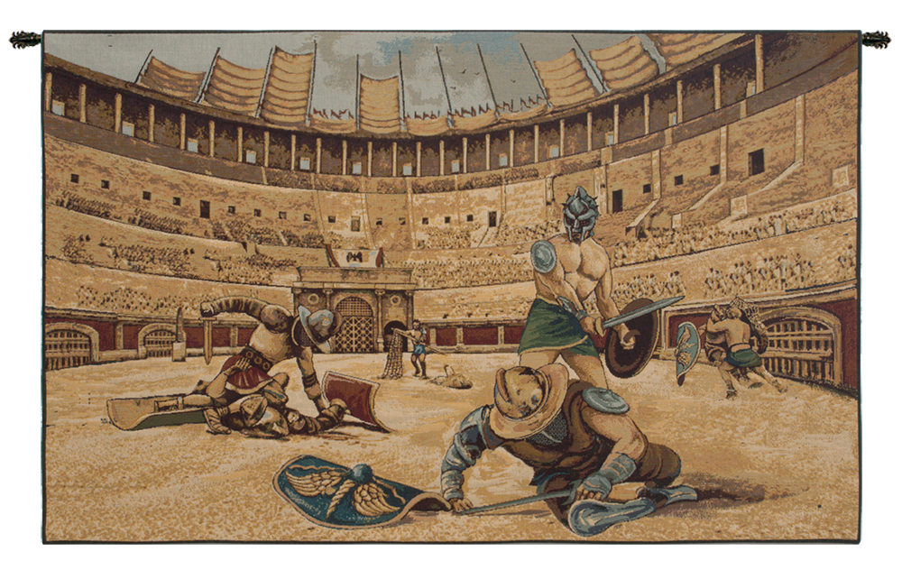 Alessia Cara Gladiators Tapestry Wall Hanging 24 x 42 in Ancient Rome Italian Jacquard Woven Historical Wall Decor