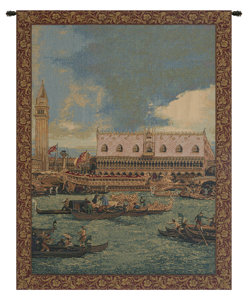 Alessia Cara Bucintoro Vertical Italian Tapestry Wall Hanging 34x24 Inch Cotton Jacquard Woven Wall Tapestry
