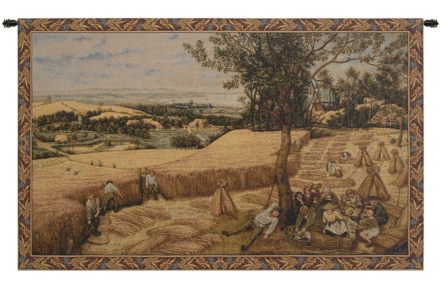 Pieter Bruegel Harvest I Vintage Tapestry Wall Hanging 26 x 40 in Jacquard Woven Renaissance Harvest Wall Art
